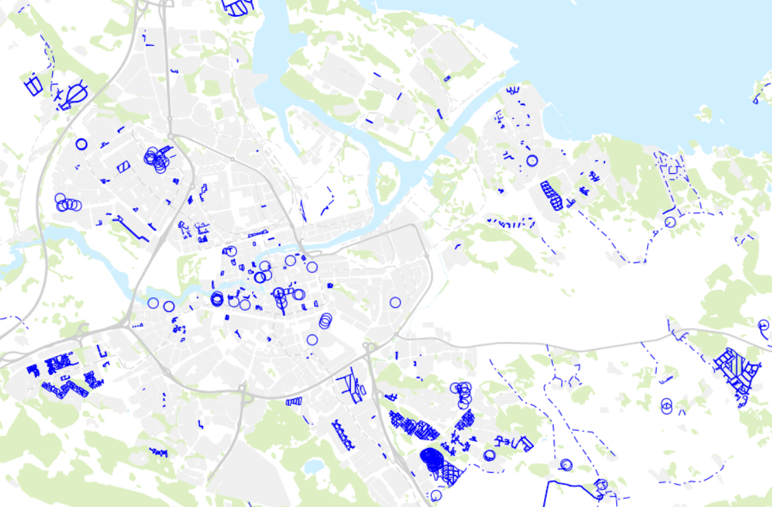 Kartbild som visar var det finns samfällighetsföreningar och vägföreningar i Norrköping.